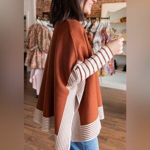 Chicwish Rust and White Striped Sweater